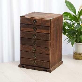 Koka daudzslāņu galda uzglabāšanas kārba Pu'er tējas kūkām ar atvilktnēm