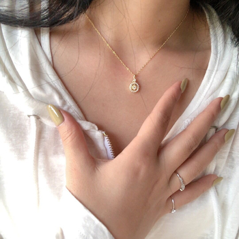 Feris kerekes medálos nyaklánc, 14K aranyozott ezüst, 925-ös ezüst, O-gyűrűs lánccal, francia retro stílus