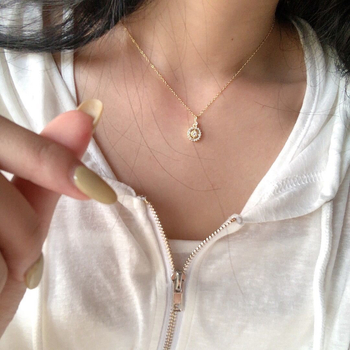 Feris kerekes medálos nyaklánc, 14K aranyozott ezüst, 925-ös ezüst, O-gyűrűs lánccal, francia retro stílus