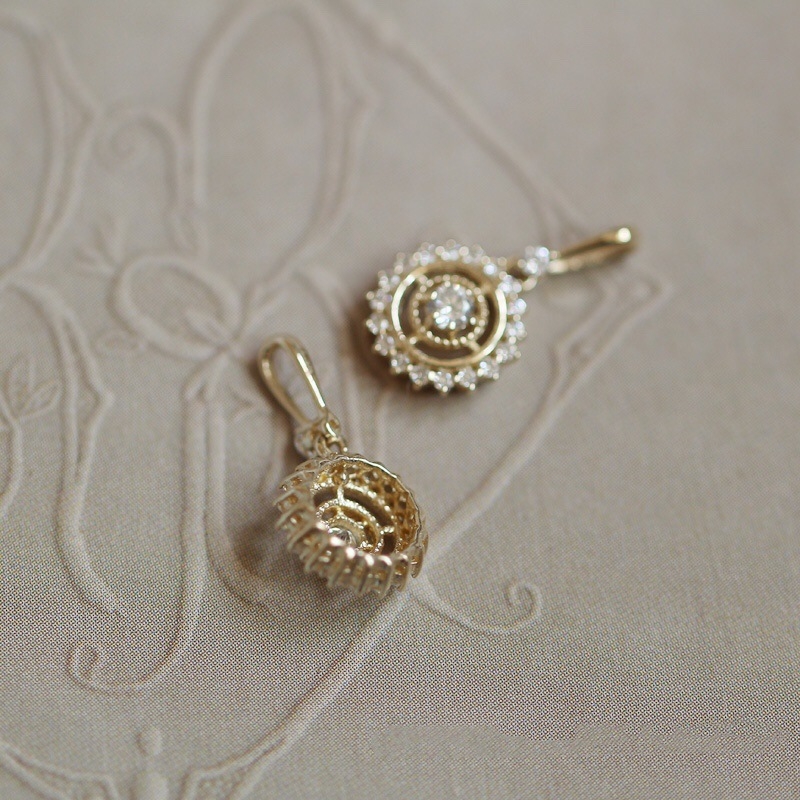 Feris kerekes medálos nyaklánc, 14K aranyozott ezüst, 925-ös ezüst, O-gyűrűs lánccal, francia retro stílus