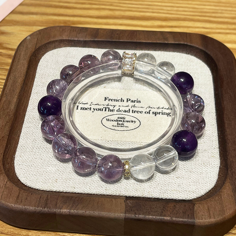 ametiszt karkötő, oldalsó kövek nélkül, kristályanyagú, könnyed luxus stílus