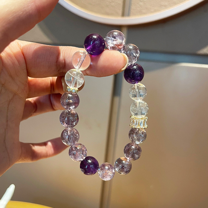 ametiszt karkötő, oldalsó kövek nélkül, kristályanyagú, könnyed luxus stílus