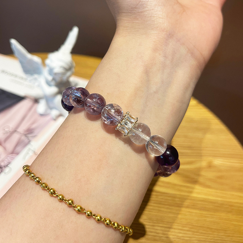 ametiszt karkötő, oldalsó kövek nélkül, kristályanyagú, könnyed luxus stílus