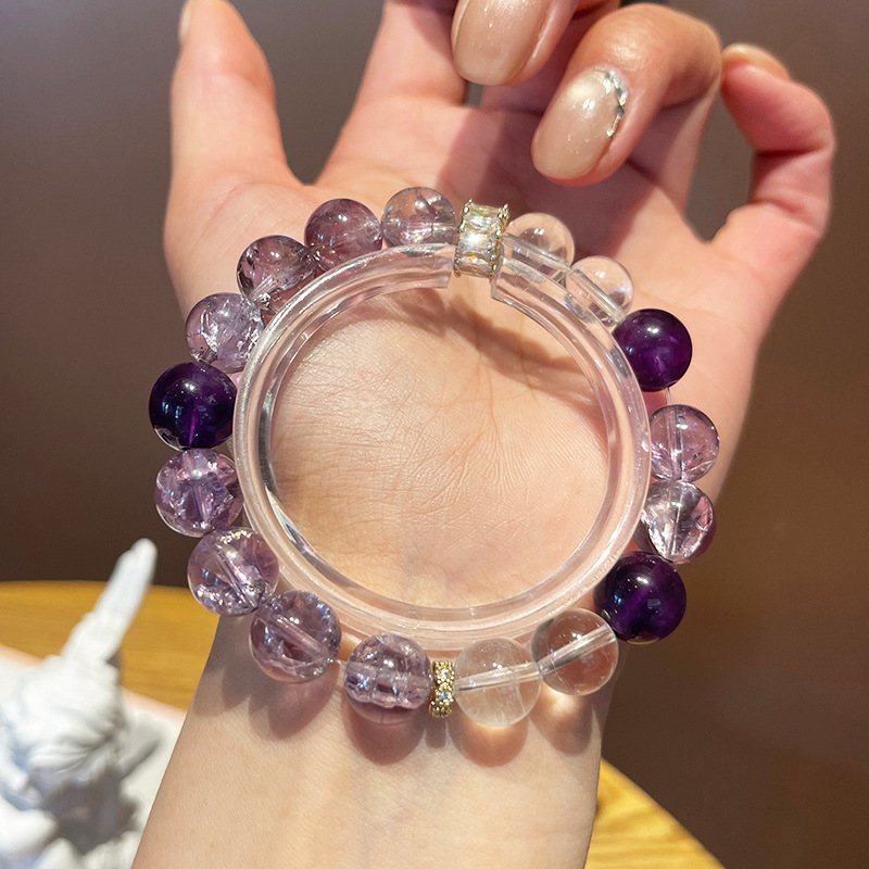 ametiszt karkötő, oldalsó kövek nélkül, kristályanyagú, könnyed luxus stílus