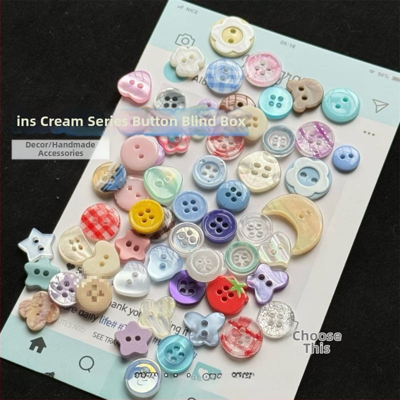 Set DIY nasturi și mărgele într-o cutie misterioasă pentru decorarea caietelor și hainelor; capac din plastic acrilic, legare cu 1 inel, stil simplu de caiet