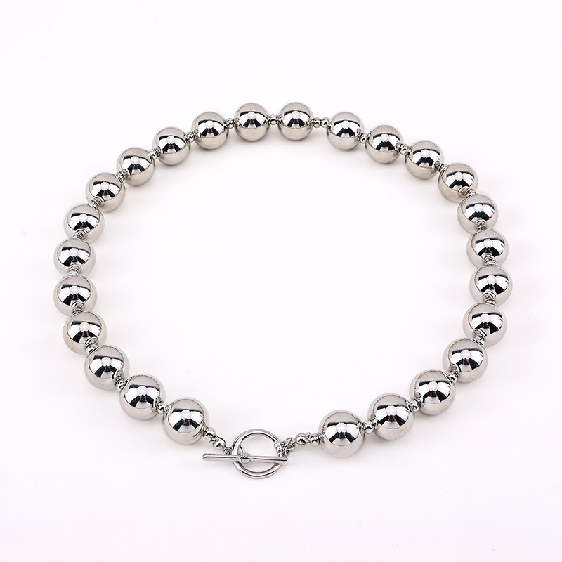 Colier clavicular cu mărgele, material CCB, placare electroplatică, design minimalist, primăvara 2025