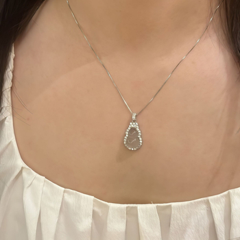 Colier din argint pur 999 Fulu Gourd cu pandantiv Chalcedon, lanț box, stil medieval literar retro