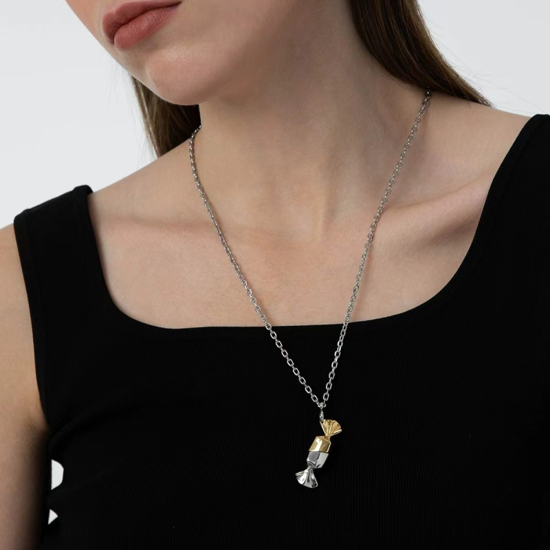 Colier din cupru, lanț încrucișat, pandantiv din cupru, design unisex, motive inimă și geometrice