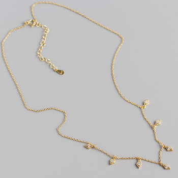 Colier din argint 925 cu pandantiv geometric romb cu zirconiu, pe lanț în stil cruce