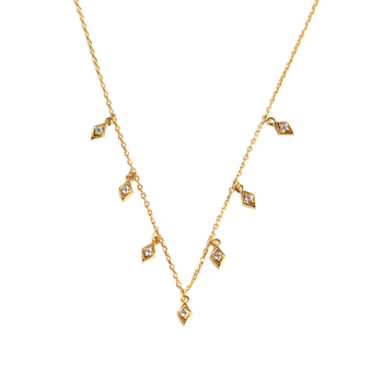 Colier din argint 925 cu pandantiv geometric romb cu zirconiu, pe lanț în stil cruce