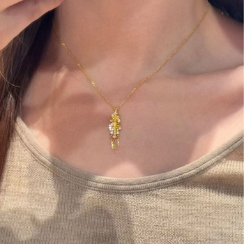 Colier din argint 925 cu motiv stea cu ciucuri și spic de grâu, inspirat de Hepburn, pentru femei