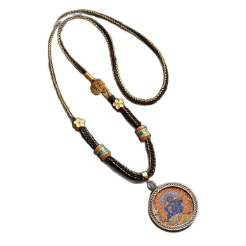 Κορδόνι με νεφρίτη, φυλακτό Βούδα, Θάγκκα στυλ, χειροποίητο πλεκτό βαμβακερό νήμα, κράμα ασημιού 800