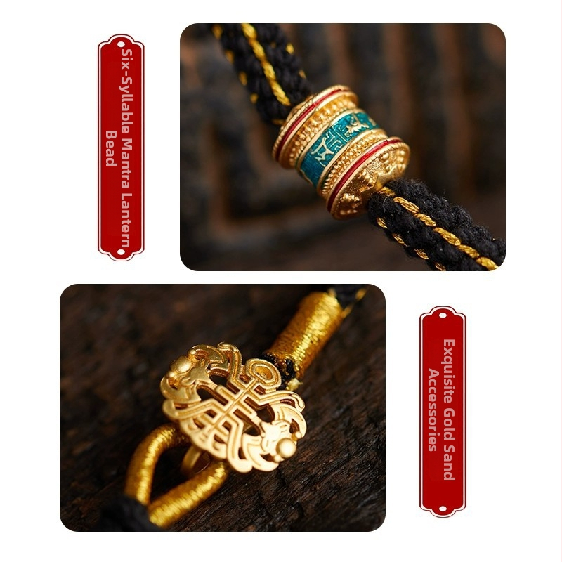 Kaklarota ar auklu ar nefritu, budistu amulets, etniskais stils, roku adīts kokvilnas diegs, 800 sudraba sakausējums