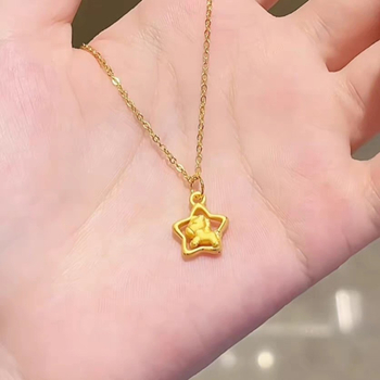 Zodiákus ló medálos nyaklánc, aranyozott ezüst, precíz kidolgozás, O-gyűrűs lánc