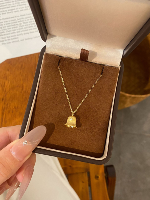 Colier cu clopot de dorințe, argint 925, lanț standard, 31–40 cm, stil pastoral