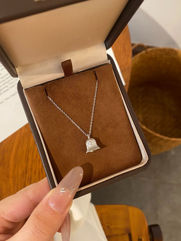 Colier cu clopot de dorințe, argint 925, lanț standard, 31–40 cm, stil pastoral