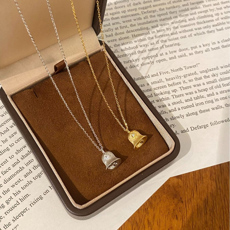 Colier cu clopot de dorințe, argint 925, lanț standard, 31–40 cm, stil pastoral