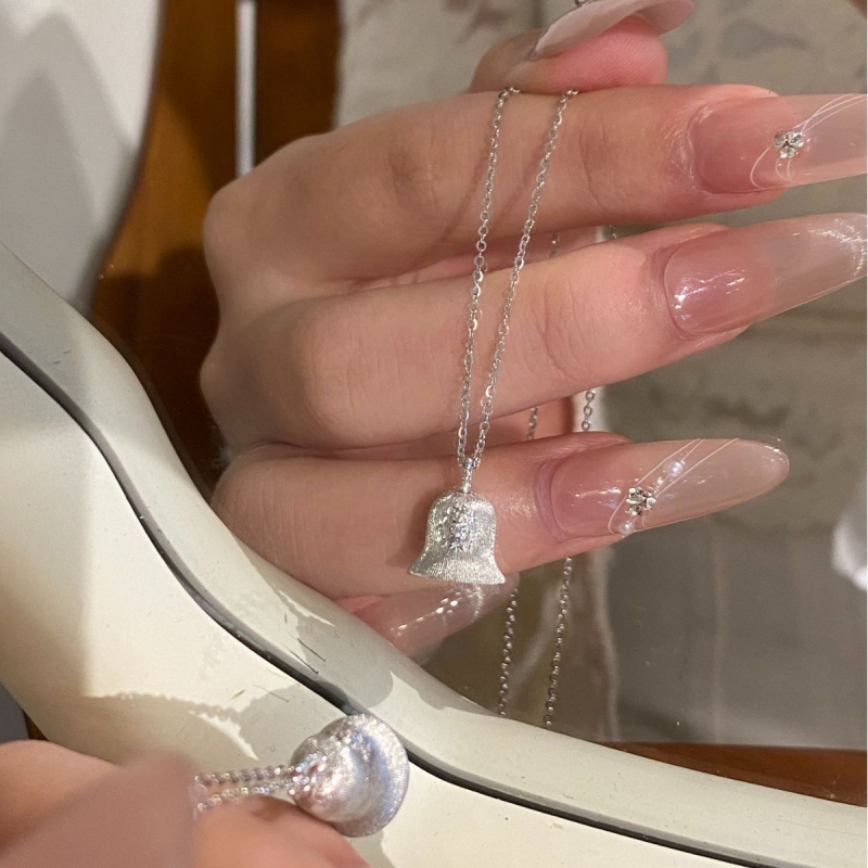 Colier cu clopot de dorințe, argint 925, lanț standard, 31–40 cm, stil pastoral