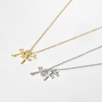 Andy Wen S925 ezüst kereszt nyaklánc, egyszerű lánccal, hossz 41–50 cm, medál: 925 ezüst, platina/18K aranyozás