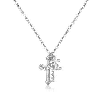 Andy Wen S925 ezüst kereszt nyaklánc, egyszerű lánccal, hossz 41–50 cm, medál: 925 ezüst, platina/18K aranyozás