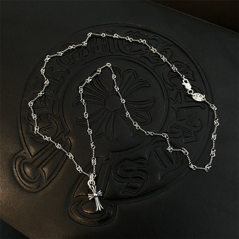 Colier cu pandantiv cruce din argint 925, lanț bambus, 51–60 cm, aproximativ 6 g, finisaj Seiko, unisex, stil vintage-literar retro