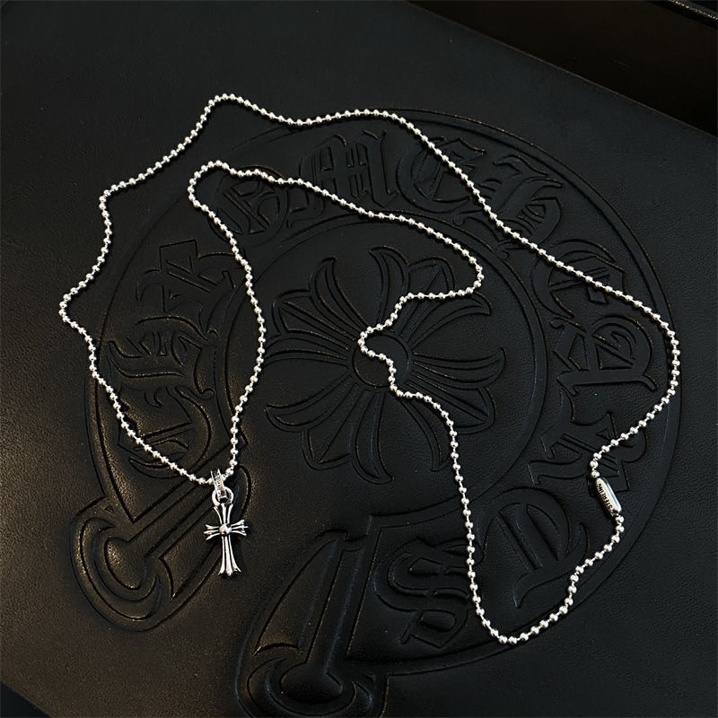 Colier cu pandantiv cruce din argint 925, lanț bambus, 51–60 cm, aproximativ 6 g, finisaj Seiko, unisex, stil vintage-literar retro