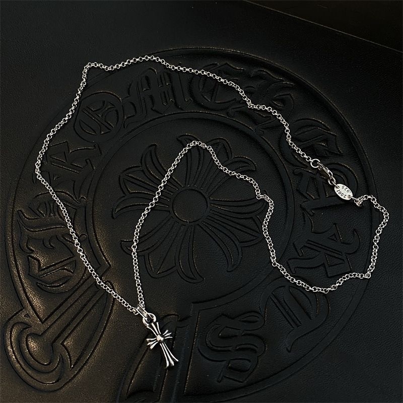 Colier cu pandantiv cruce din argint 925, lanț bambus, 51–60 cm, aproximativ 6 g, finisaj Seiko, unisex, stil vintage-literar retro