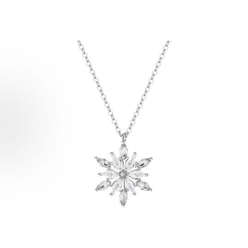 925 ezüst kristály hópehely nyaklánc, geometriai medál, keresztlánc, 2,8 g, könnyed luxus stílus