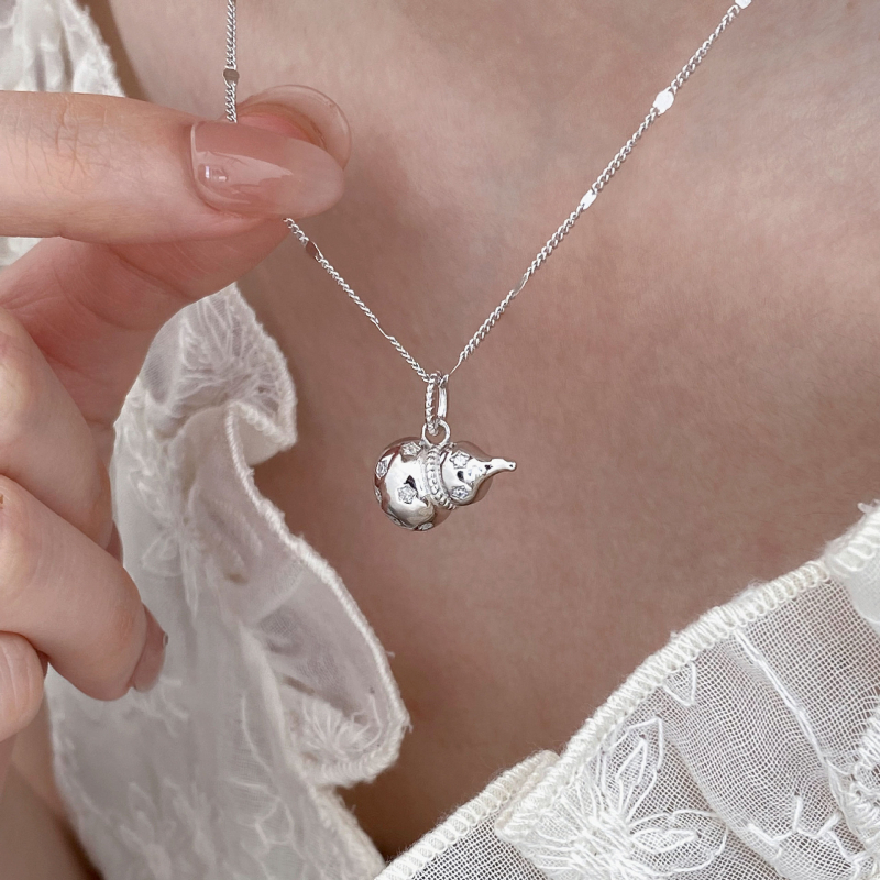 Colier geometric din argint 925, lanț lateral, 41–50 cm