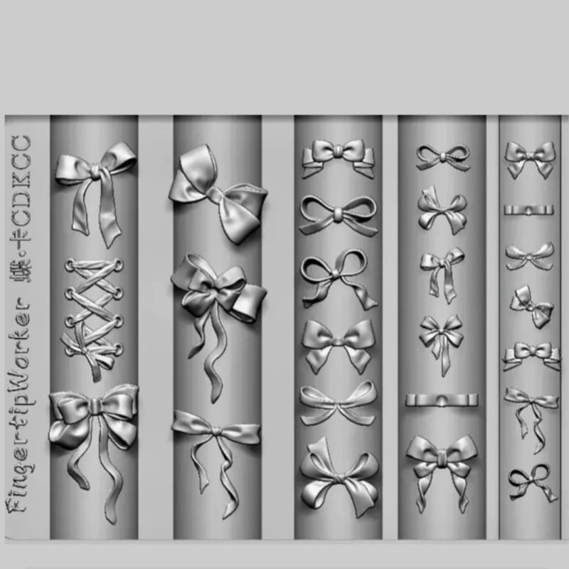 Kalup za nokte s mašnicom, 3D reljef, prozirna smola, DIY uzorak