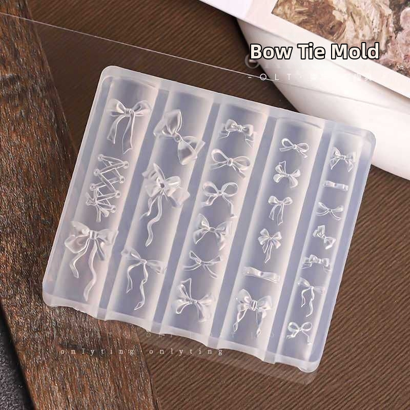 Nagu kunsti vorm bow dizainiga, 3D reljeef, läbipaistev vaik, DIY