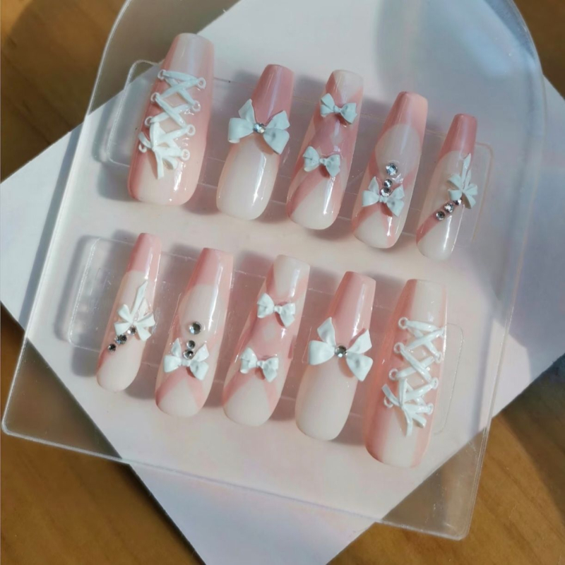 Kalup za nokte s mašnicom, 3D reljef, prozirna smola, DIY uzorak