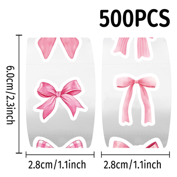 500 vnt lipdukų ritėlis su kaspinėlio dizainu, DIY dovanų dėžėms, spausdinti dekoratyviniai lipdukai pakuotei