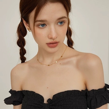 Colier cu stea din argint S925, placat cu aur 14K, pentru femei, lanț încrucișat, multistrat, 41-50 cm