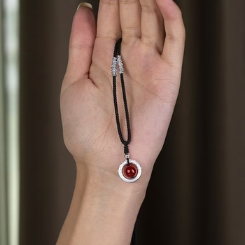 Unisex ogrlica od 999 srebra, ručno pleteni geometrijski privjesak, šnurni lanac, težine približno 1 g