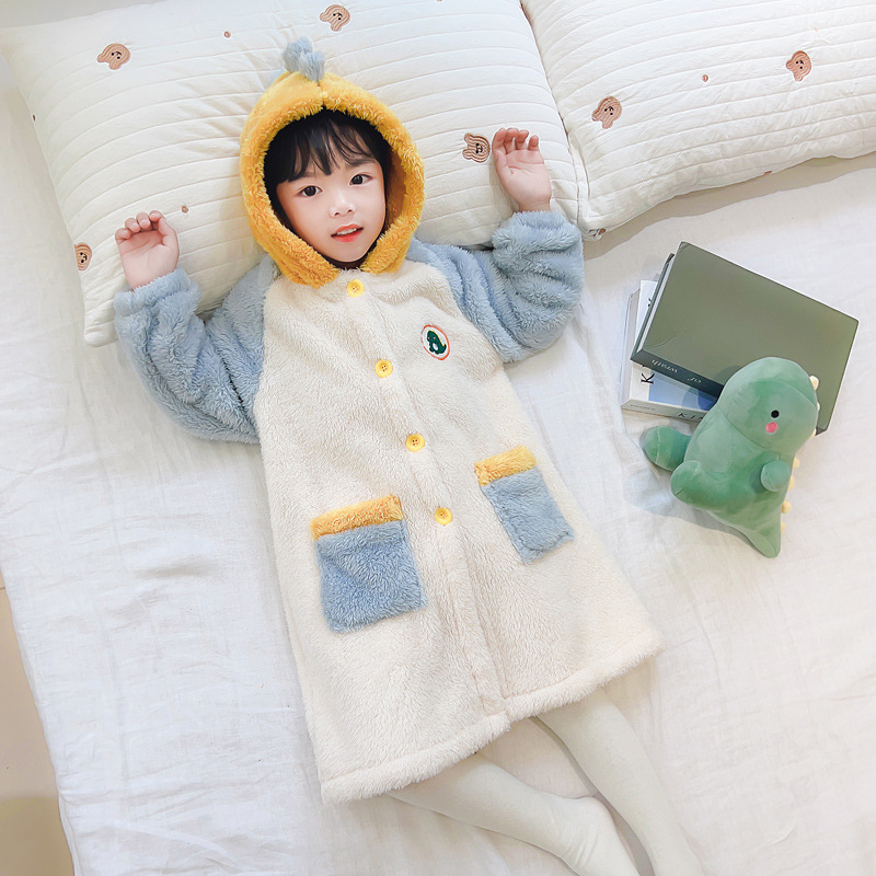 Bērnu nakts apģērbs no flaneles – zēniem, 100% poliesters, bieza, dinozaura raksts, maiga apstrāde auduma