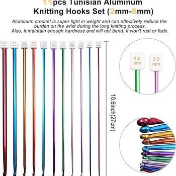 Set afgan kukičanja s perlicama, aluminij oksid, 11 komada