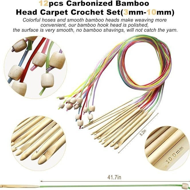 Set afgan kukičanja s perlicama, aluminij oksid, 11 komada