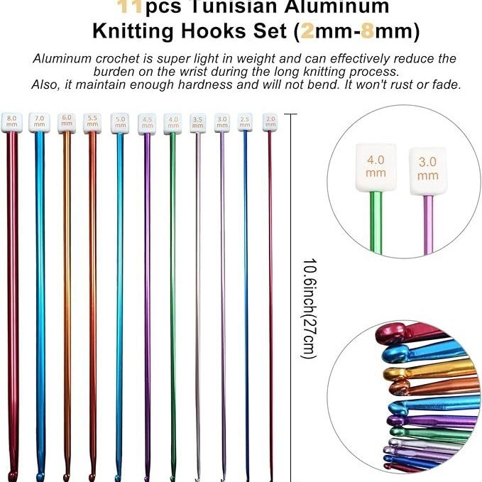 Set afgan kukičanja s perlicama, aluminij oksid, 11 komada