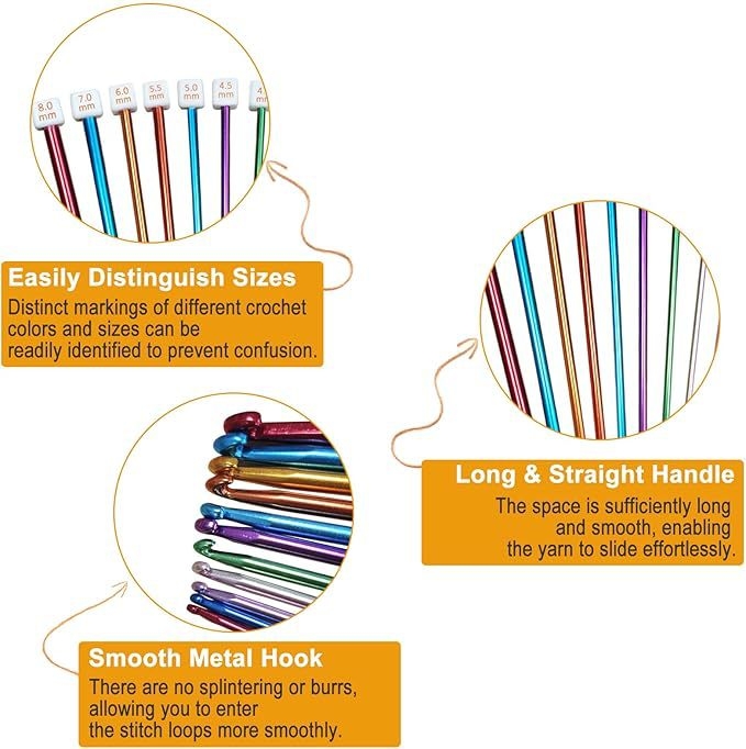 Set afgan kukičanja s perlicama, aluminij oksid, 11 komada