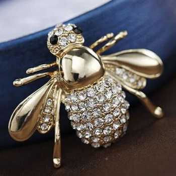 Broš s pčelom i kristalima – legura, elektroplatirano, ženski dodatak