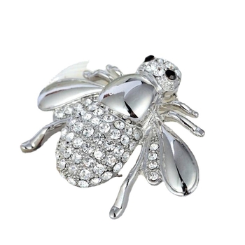Broš s pčelom i kristalima – legura, elektroplatirano, ženski dodatak