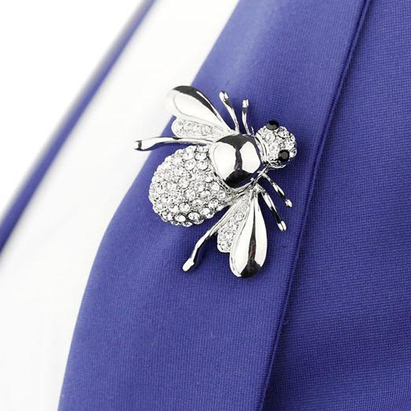 Broš s pčelom i kristalima – legura, elektroplatirano, ženski dodatak