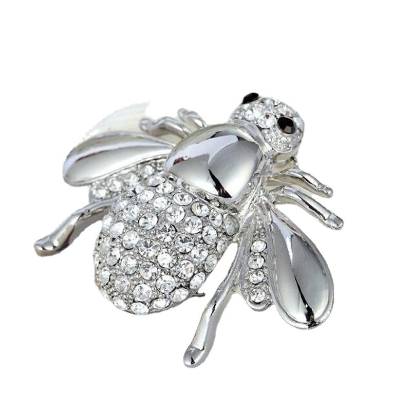 Broš s pčelom i kristalima – legura, elektroplatirano, ženski dodatak