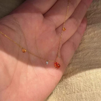 Ogrlica od srebra 925 s privjeskom u obliku kapljice vode, dijamantno brušenje, lanac tipa O, za žene