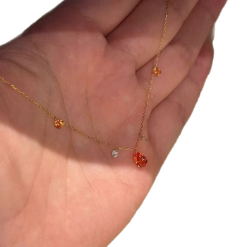 Ogrlica od srebra 925 s privjeskom u obliku kapljice vode, dijamantno brušenje, lanac tipa O, za žene