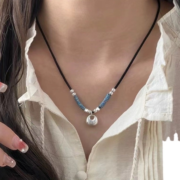 Duplo ogrlica od legure s elektroplatiranim privjeskom, obični lanac, sladak stil, težina 0.1