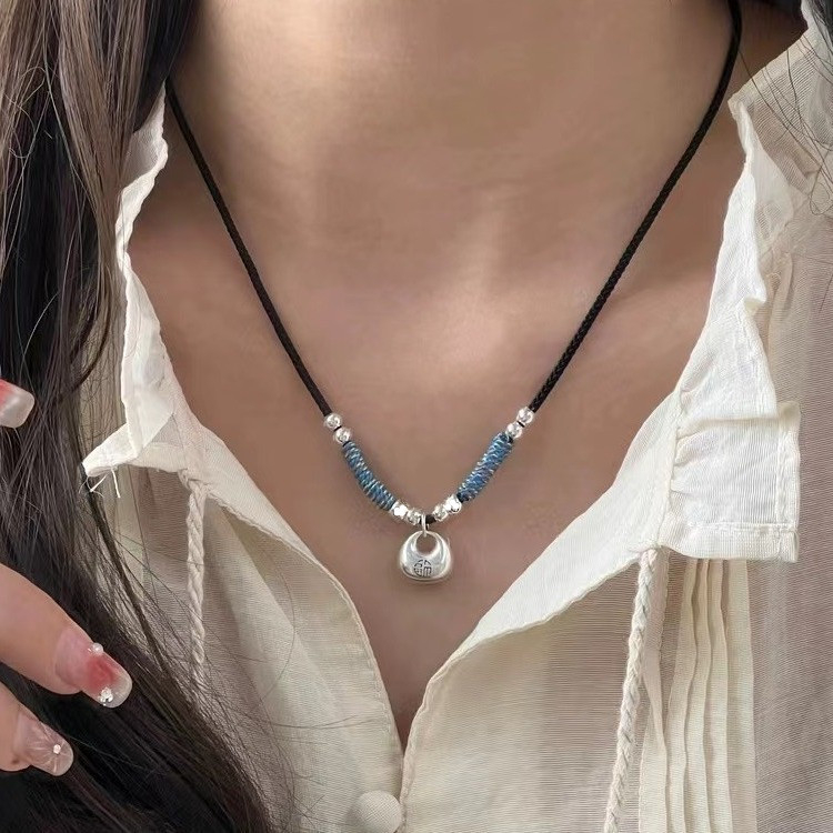 Duplo ogrlica od legure s elektroplatiranim privjeskom, obični lanac, sladak stil, težina 0.1