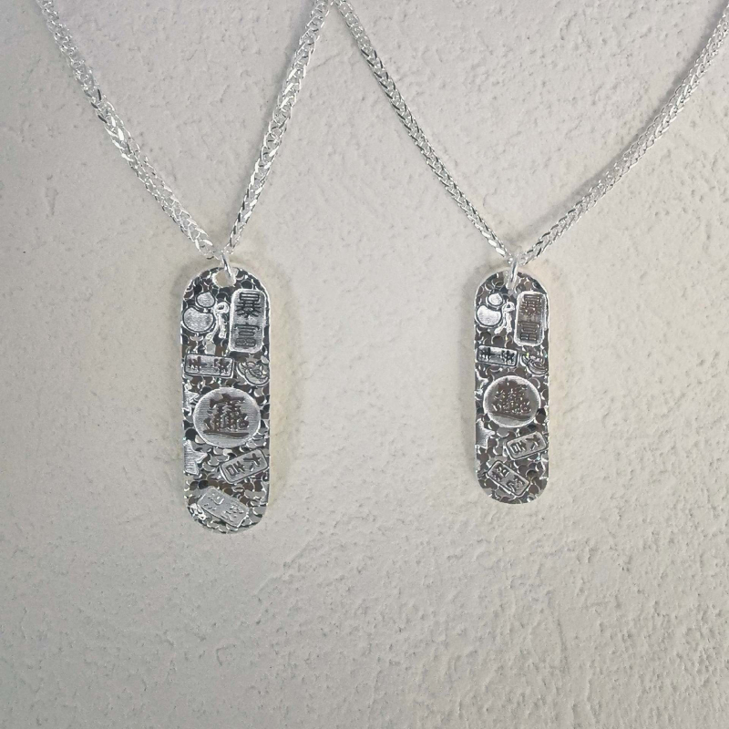 Colier din argint 999, formă geometrică, lanț CHOPARD, pandantiv din argint, stil lux ușor