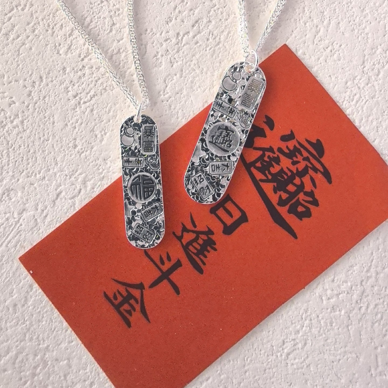 Colier din argint 999, formă geometrică, lanț CHOPARD, pandantiv din argint, stil lux ușor